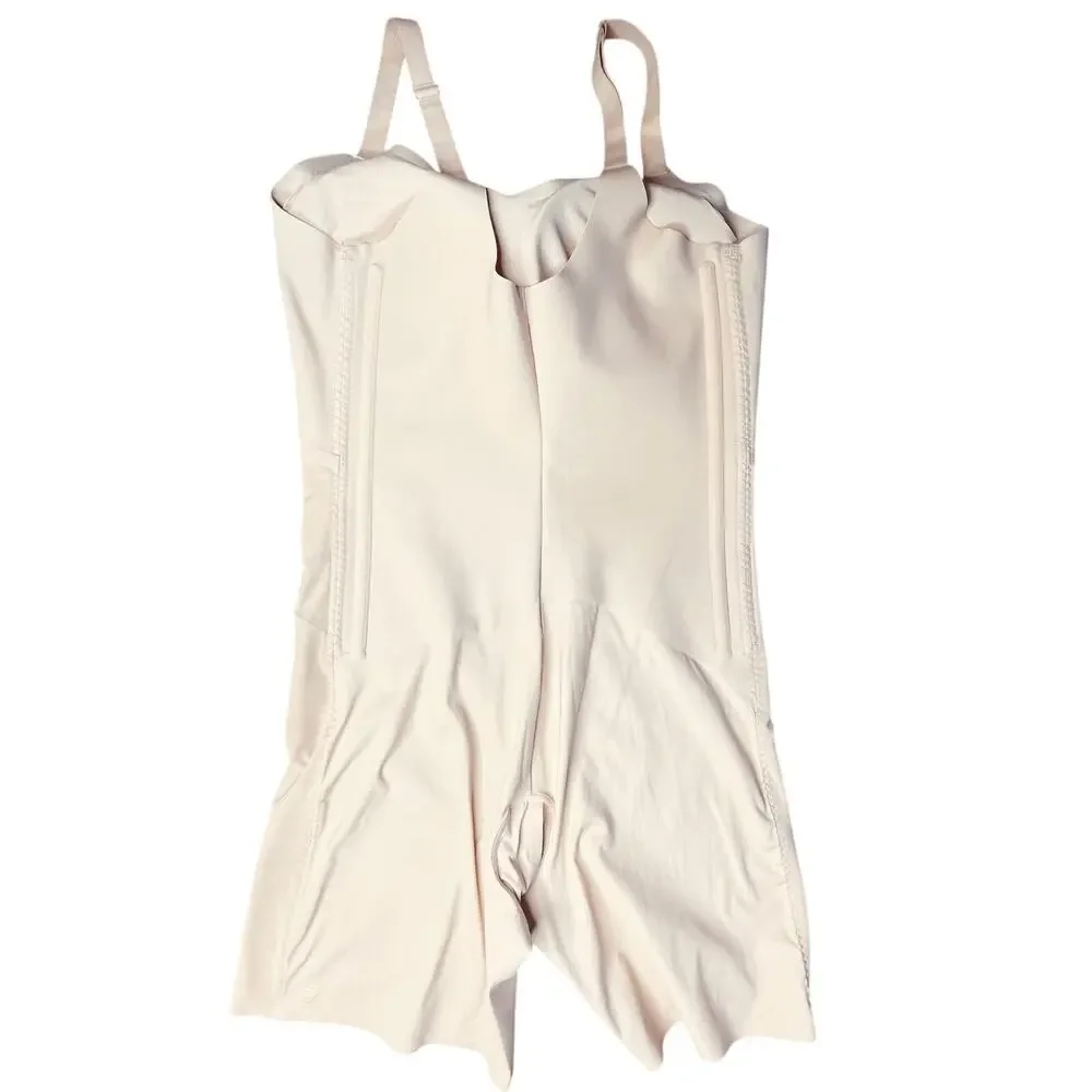 Honeylove Mid-Thigh Sleeveless V-Neck Sculpt Compression Bodysuit Sand size XL - Picture 3 of 9